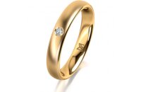 Ring 18 Karat Gelbgold 3.5 mm l&auml;ngsmatt 1 Brillant G...