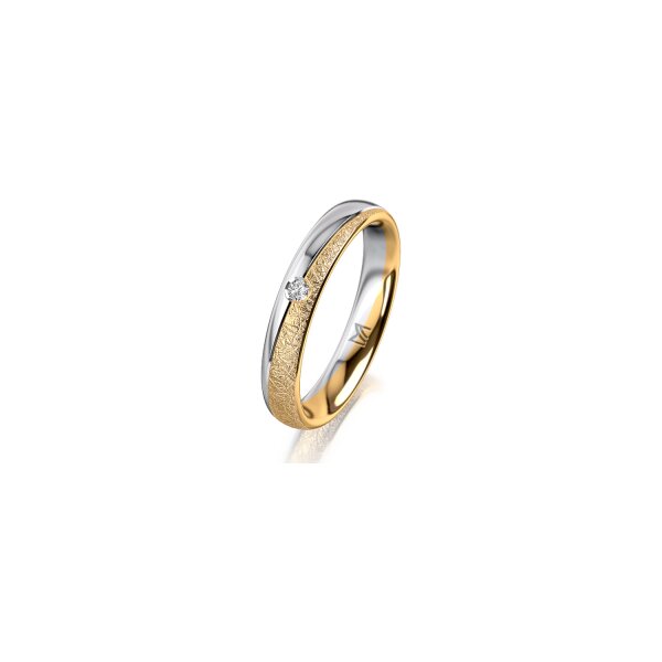 Ring 14 Karat Gelb-/Weissgold 3.5 mm kreismatt 1 Brillant G vs 0,025ct