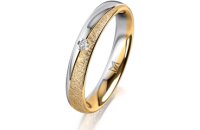 Ring 14 Karat Gelb-/Weissgold 3.5 mm kreismatt 1 Brillant...