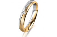 Ring 18 Karat Gelb-/Weissgold 3.5 mm sandmatt 1 Brillant...