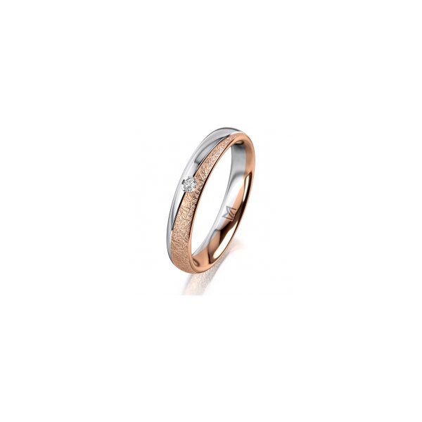 Ring 14 Karat Rot-/Weissgold 3.5 mm kreismatt 1 Brillant G vs 0,025ct