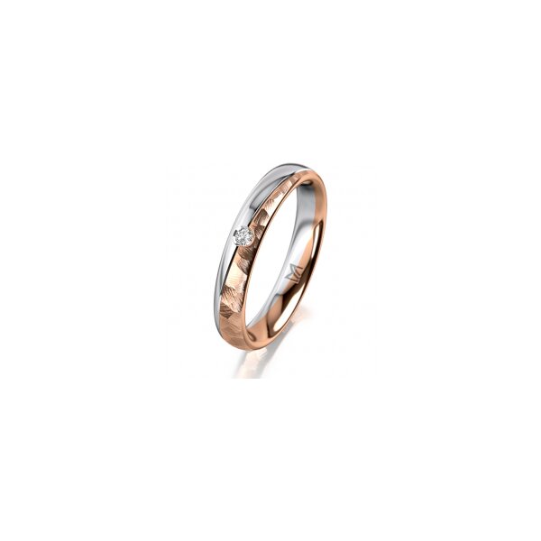 Ring 18 Karat Rot-/Weissgold 3.5 mm diamantmatt 1 Brillant G vs 0,025ct