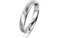 Ring 14 Karat Weissgold 3.5 mm sandmatt 1 Brillant G vs...