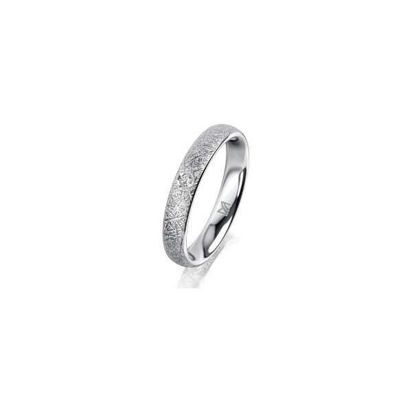 Ring 14 Karat Weissgold 3.5 mm kristallmatt 1 Brillant G vs 0,025ct