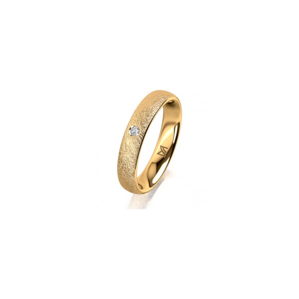 Ring 14 Karat Gelbgold 4.0 mm kreismatt 1 Brillant G vs 0,025ct