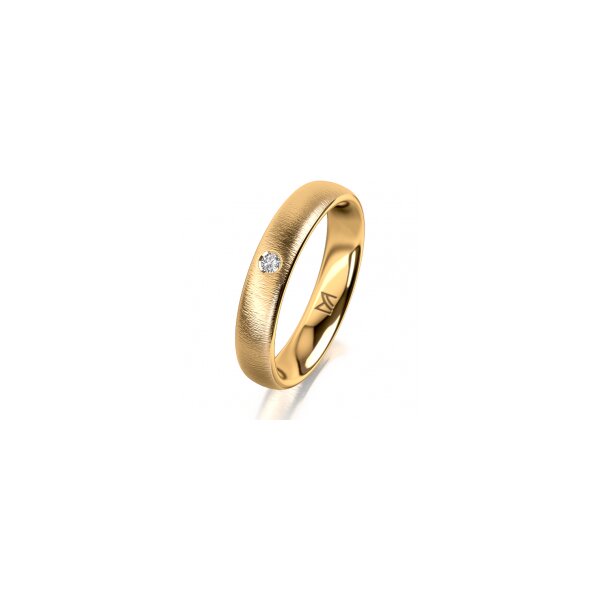 Ring 14 Karat Gelbgold 4.0 mm sandmatt 1 Brillant G vs 0,025ct