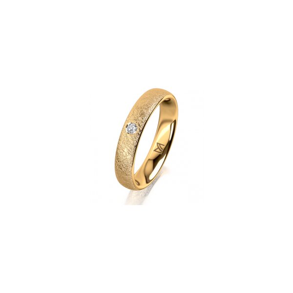 Ring 14 Karat Gelbgold 4.0 mm kreismatt 1 Brillant G vs 0,035ct