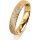 Ring 14 Karat Gelbgold 4.0 mm kristallmatt 3 Brillanten G vs Gesamt 0,030ct