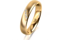 Ring 14 Karat Gelbgold 4.0 mm l&auml;ngsmatt 4 Brillanten...
