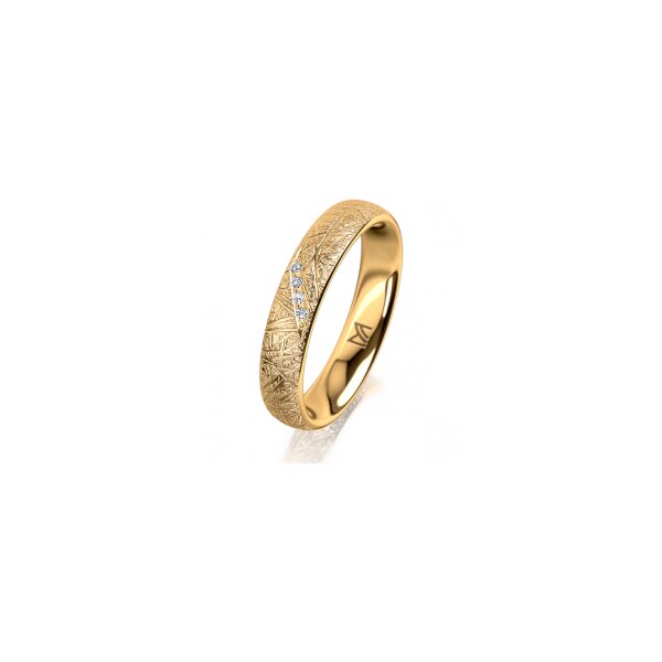 Ring 14 Karat Gelbgold 4.0 mm kristallmatt 4 Brillanten G vs Gesamt 0,020ct