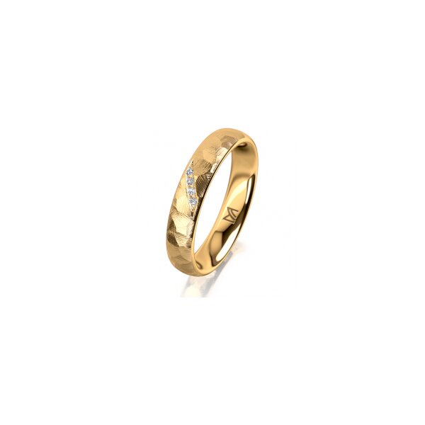 Ring 14 Karat Gelbgold 4.0 mm diamantmatt 4 Brillanten G vs Gesamt 0,020ct