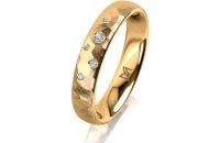 Ring 14 Karat Gelbgold 4.0 mm diamantmatt 5 Brillanten G...