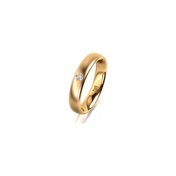 Ring 18 Karat Gelbgold 4.0 mm längsmatt 1 Brillant G vs 0,035ct