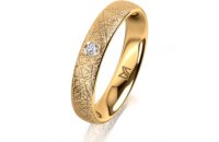 Ring 18 Karat Gelbgold 4.0 mm kristallmatt 1 Brillant G...
