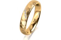 Ring 18 Karat Gelbgold 4.0 mm diamantmatt 4 Brillanten G...