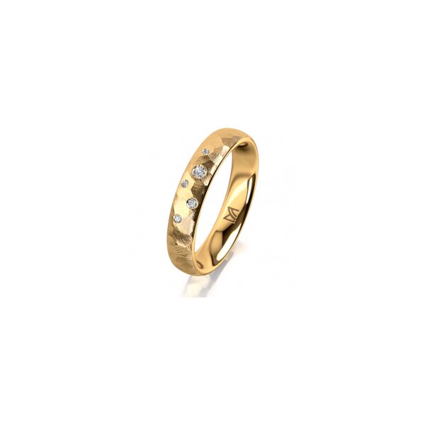 Ring 18 Karat Gelbgold 4.0 mm diamantmatt 5 Brillanten G vs Gesamt 0,035ct