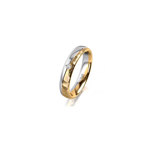 Ring 14 Karat Gelb-/Weissgold 4.0 mm diamantmatt 1 Brillant G vs 0,025ct