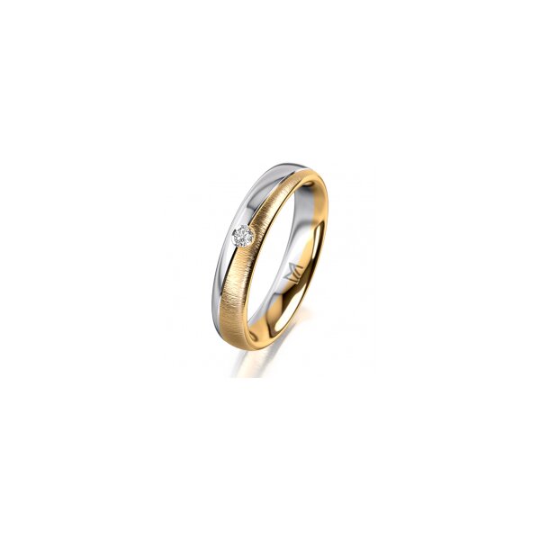 Ring 14 Karat Gelb-/Weissgold 4.0 mm sandmatt 1 Brillant G vs 0,035ct