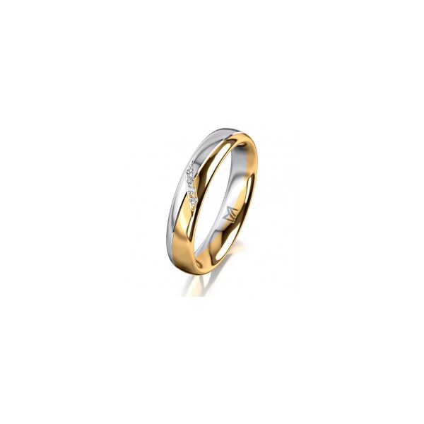Ring 14 Karat Gelb-/Weissgold 4.0 mm poliert 4 Brillanten G vs Gesamt 0,020ct