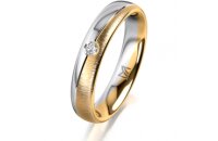 Ring 18 Karat Gelb-/Weissgold 4.0 mm sandmatt 1 Brillant...