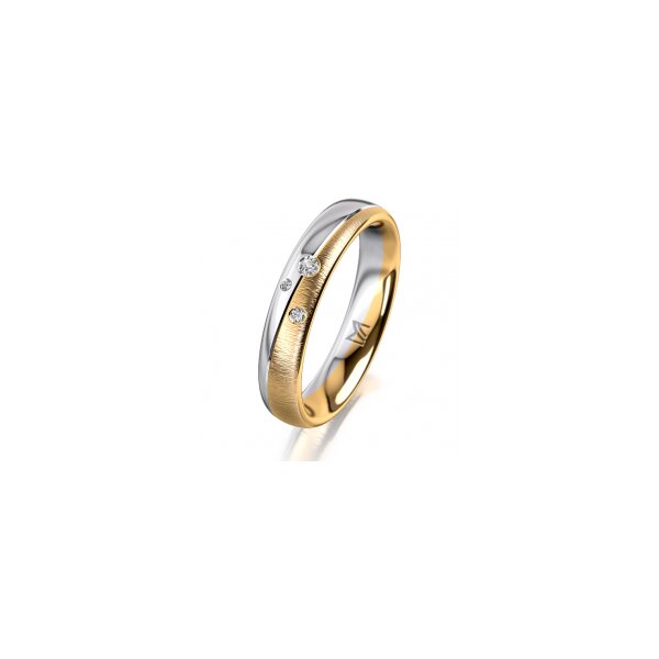 Ring 18 Karat Gelb-/Weissgold 4.0 mm sandmatt 3 Brillanten G vs Gesamt 0,030ct