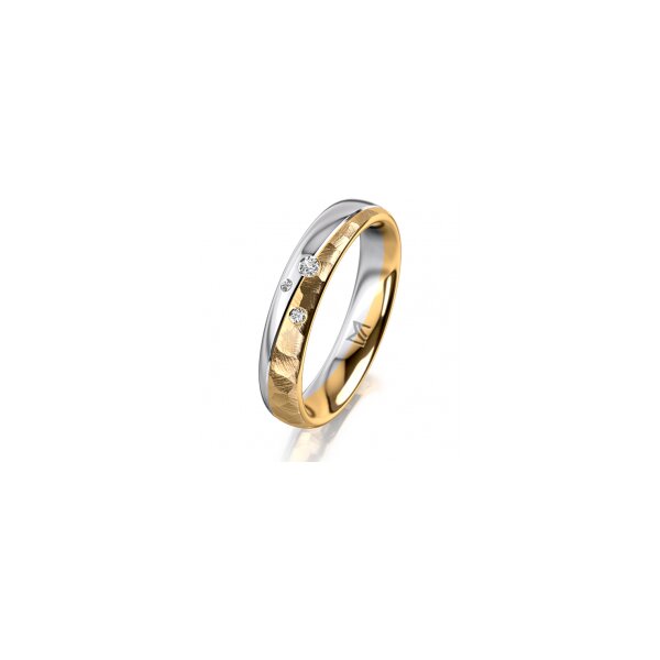Ring 18 Karat Gelb-/Weissgold 4.0 mm diamantmatt 3 Brillanten G vs Gesamt 0,030ct
