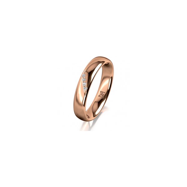Ring 14 Karat Rotgold 4.0 mm poliert 4 Brillanten G vs Gesamt 0,020ct