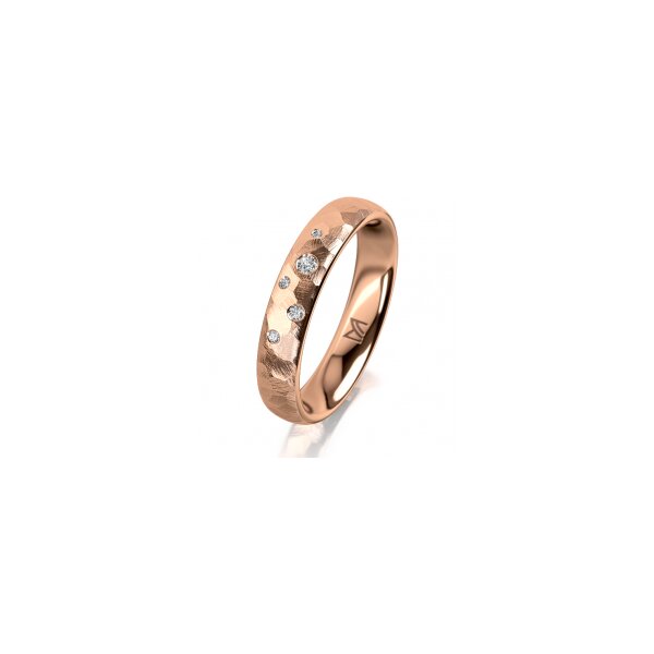 Ring 14 Karat Rotgold 4.0 mm diamantmatt 5 Brillanten G vs Gesamt 0,035ct