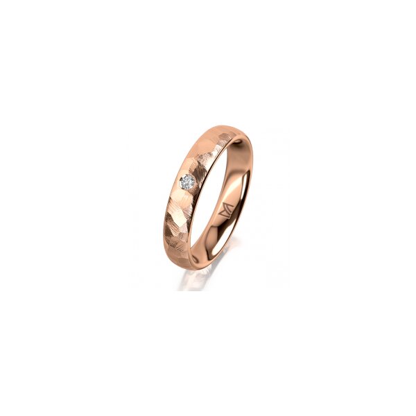 Ring 18 Karat Rotgold 4.0 mm diamantmatt 1 Brillant G vs 0,025ct