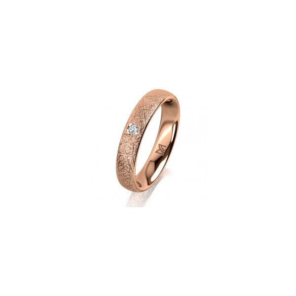 Ring 18 Karat Rotgold 4.0 mm kristallmatt 1 Brillant G vs 0,035ct