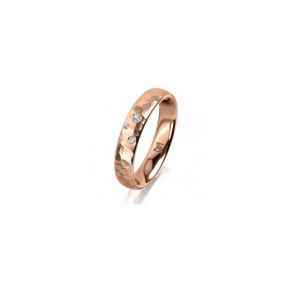 Ring 18 Karat Rotgold 4.0 mm diamantmatt 3 Brillanten G vs Gesamt 0,030ct