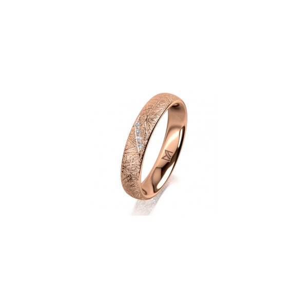 Ring 18 Karat Rotgold 4.0 mm kristallmatt 4 Brillanten G vs Gesamt 0,020ct