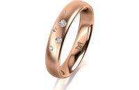Ring 18 Karat Rotgold 4.0 mm l&auml;ngsmatt 5 Brillanten...