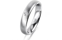 Ring 14 Karat Weissgold 4.0 mm sandmatt 1 Brillant G vs...