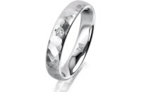 Ring 14 Karat Weissgold 4.0 mm diamantmatt 1 Brillant G...
