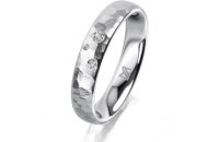 Ring 14 Karat Weissgold 4.0 mm diamantmatt 3 Brillanten G...