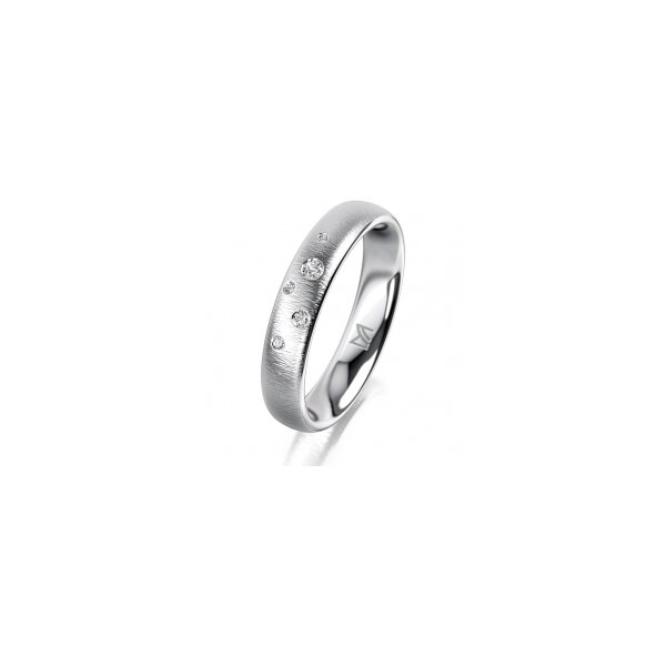 Ring 14 Karat Weissgold 4.0 mm sandmatt 5 Brillanten G vs Gesamt 0,035ct