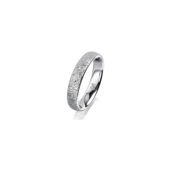 Ring 14 Karat Weissgold 4.0 mm kristallmatt 5 Brillanten G vs Gesamt 0,035ct