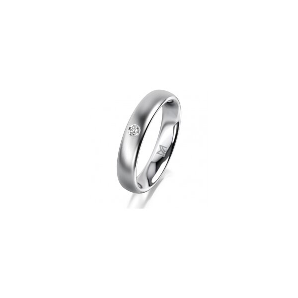 Ring 18 Karat Weissgold 4.0 mm l&auml;ngsmatt 1 Brillant G vs 0,025ct