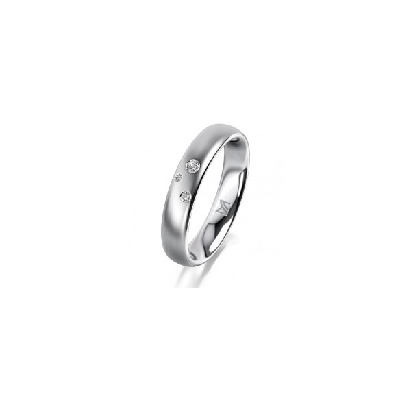 Ring 18 Karat Weissgold 4.0 mm l&auml;ngsmatt 3 Brillanten G vs Gesamt 0,030ct