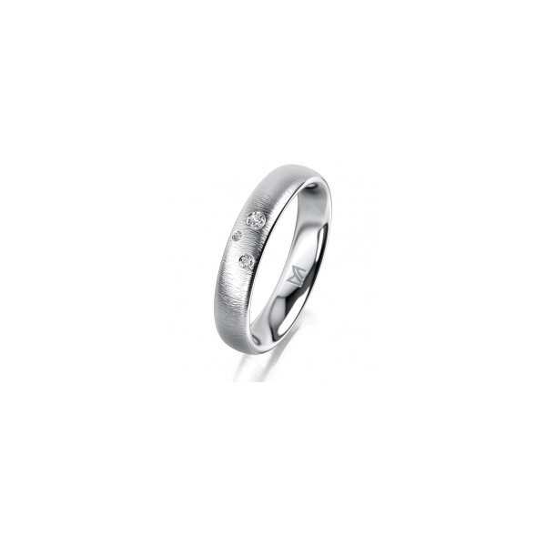 Ring 18 Karat Weissgold 4.0 mm sandmatt 3 Brillanten G vs Gesamt 0,030ct
