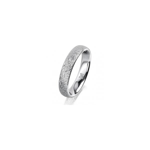 Ring 18 Karat Weissgold 4.0 mm kristallmatt 3 Brillanten G vs Gesamt 0,030ct