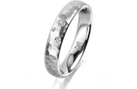 Ring 18 Karat Weissgold 4.0 mm diamantmatt 3 Brillanten G...