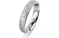 Ring 18 Karat Weissgold 4.0 mm kreismatt 5 Brillanten G...