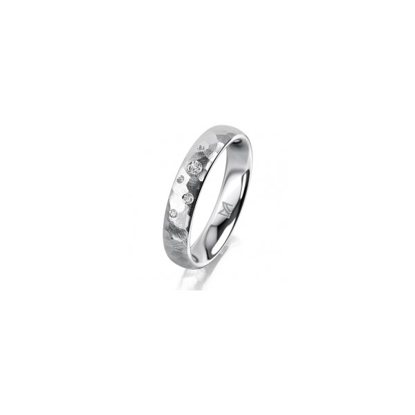 Ring 18 Karat Weissgold 4.0 mm diamantmatt 5 Brillanten G vs Gesamt 0,035ct