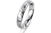 Ring 18 Karat Weissgold 4.0 mm diamantmatt 5 Brillanten G...