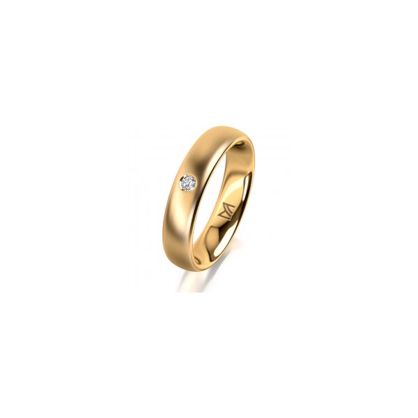 Ring 14 Karat Gelbgold 4.5 mm längsmatt 1 Brillant G vs 0,035ct