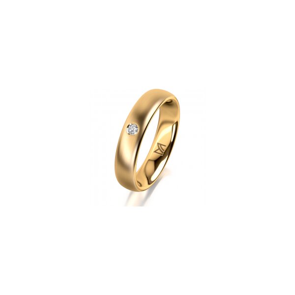 Ring 14 Karat Gelbgold 4.5 mm l&auml;ngsmatt 1 Brillant G vs 0,035ct