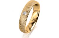 Ring 14 Karat Gelbgold 4.5 mm kristallmatt 1 Brillant G...