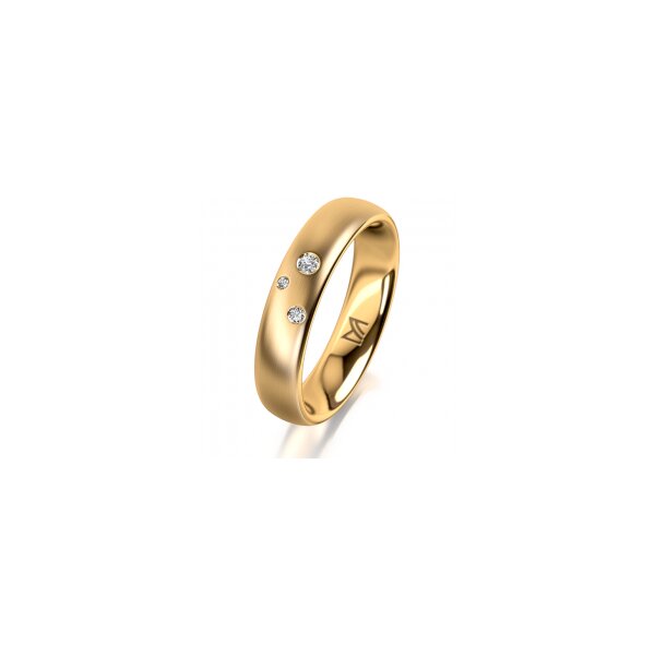 Ring 14 Karat Gelbgold 4.5 mm längsmatt 3 Brillanten G vs Gesamt 0,035ct